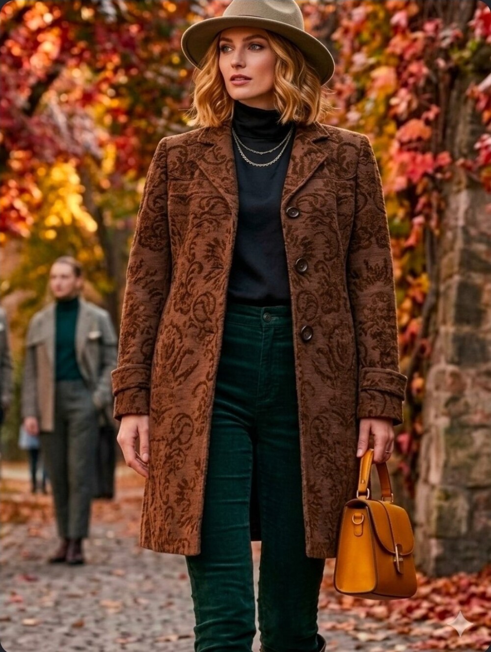 Vintage Giacca Gallery Paisley Brocade Tapquard Mid-Length Coat